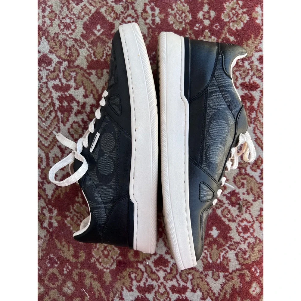 COACH Clip Court Low top Sneakers Black Monogram C8965 Sz 9.5B LNWOT